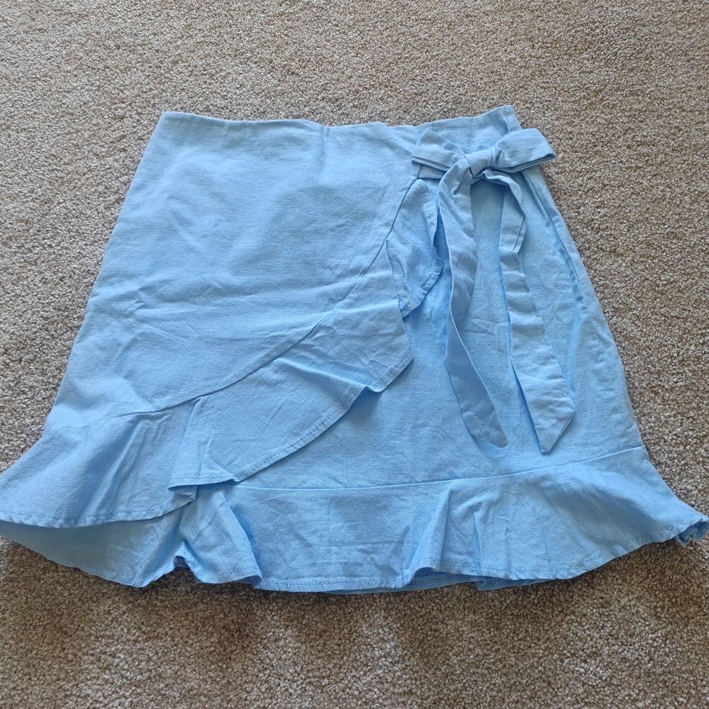 & Other Stories Pale Blue Ruffle Wrap Skirt
